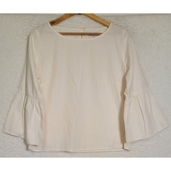 Madewell Tops - Madewell Womens Blouse Size M Striped 3/4 Sleeve Bell Sleeve Pullover Boho 1553